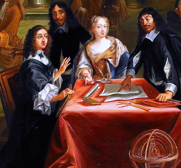 Regina Cristina di Svezia a sinistra assieme a Cartesio
