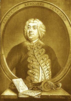 Senesino, con partitura di Giulio Cesare di Handel
