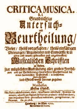 Frontespizio del primo periodico musicale tedesco fondato da Mattheson