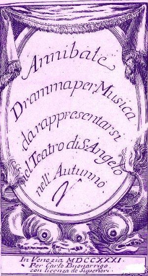 Frontespizio dell' Annibale di Nicola Porpora