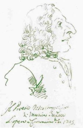 Vivaldi, caricatura di Pier Leoni Ghezzi, 1723