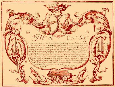 Dedica di Sonate d'intavolaztura, di Zipoli, 1716