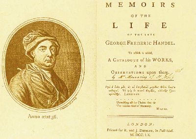 Handel nel 1741, dal frontespizio della biografia di Mainwaring