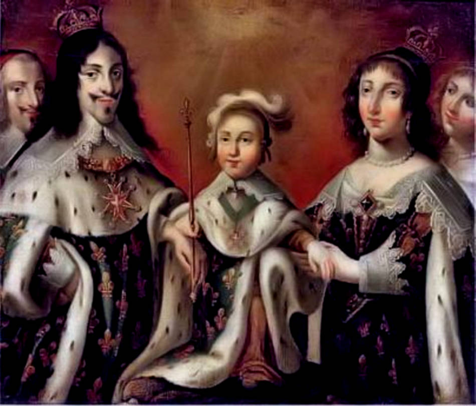 Al centro Luigi XIV fra i genitori