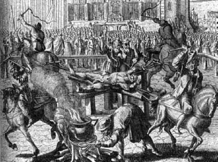 Пытка лошадью. Робер-Франсуа Дамьен четвертование. Робер Франсуа Дамьен казнь. Равальяк Франсуа казнь.