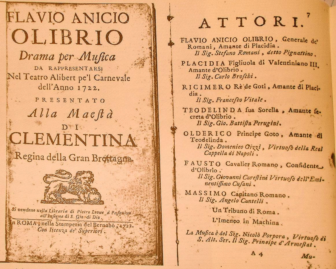 Flavio Anicio Olibrio di Nicola Porpora