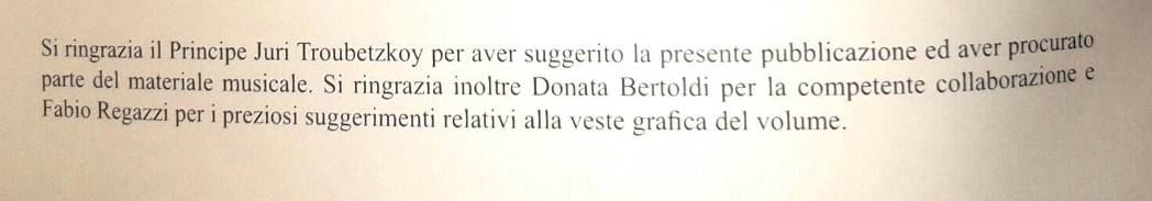 Ringraziamenti a Pagina tre del Primo Volume "Bologna tra clavicembalo e pianoforte"