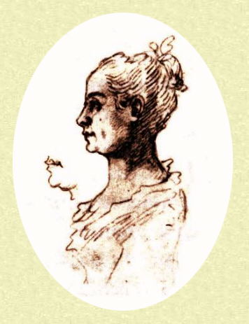 Marianna Benti Bulgarelli, detta la Romanina, disegno di Ghezzi, 1728