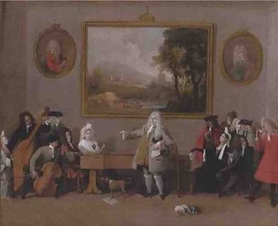 Prova di un'opera, di Marco Ricci, 1709 c. - Nicolino è al centro che canta