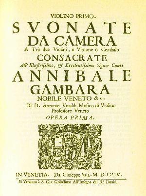 Frontespizio dell'Op. I di Vivaldi