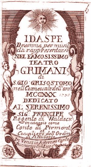 Frontespizio dell' Idaspe di Riccardo Broschi