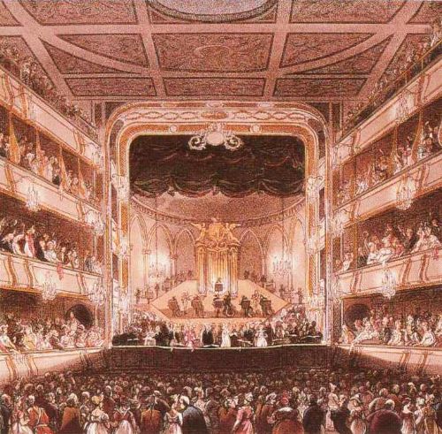 Handel si esibisce all'organo nel teatro Covent Garden