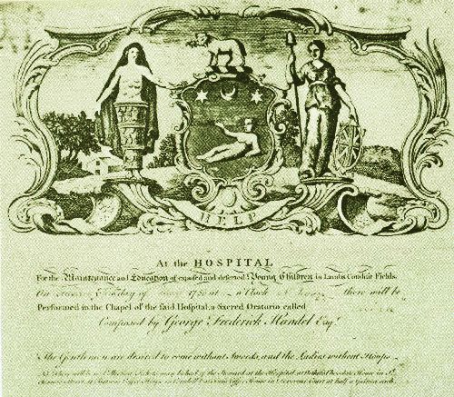 L'invito per l'esecuzione del Messiah per beneficenza al Foundling Hospital, 1750