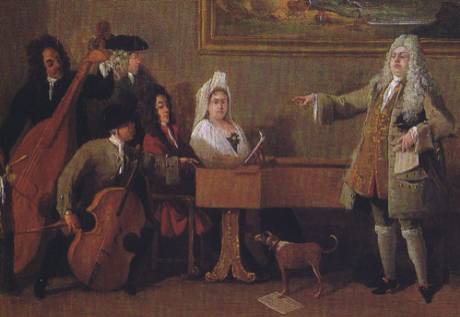 Prova di un'opera, di Marco Ricci, 1709 c. - Nicolino  in piedi che canta